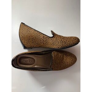 Me Too Sable9 Leopard Print Calf Hair Wedge Loafers Brown Tan Womens 7.5M